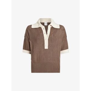 Varley Finch Knit Polo - Taupe Stone/ Whitecap Size XL